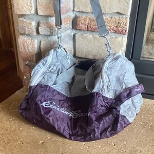 Eddie Bauer Stowaway 40 L Two-Tone Purple & Gray Travel, Yoga or Gym Duffle Bag